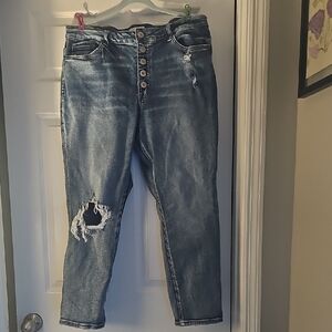 VERVET BY FLYING MONKEY Distressed Blue Boyfriend Jeans